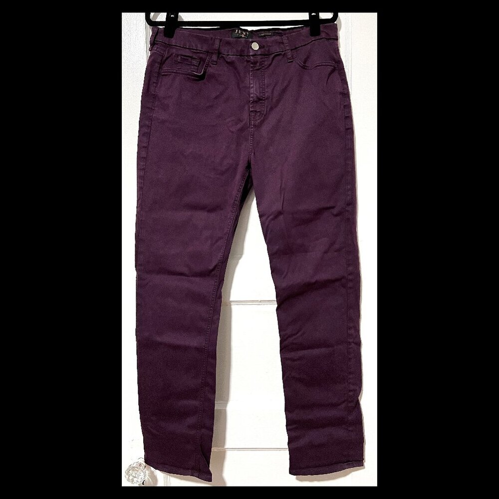 Jen7 by 7 For All Mankind Womens Plum Sateen Slim Straight Pants Sz 16 EUC